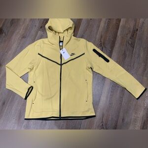 New Nike Sportswear Tech Fleece Full Zip Hoodie Saturn Gold CU4489-700 Men Sz L
